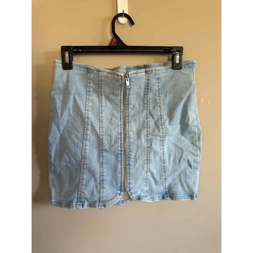 We The Free Denim Mini Skirt Women's Size 6 Light Wash Zipper Front
